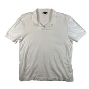 James Perse Women‎ polo white short sleeve collar v-neck 100% cotton sz 2